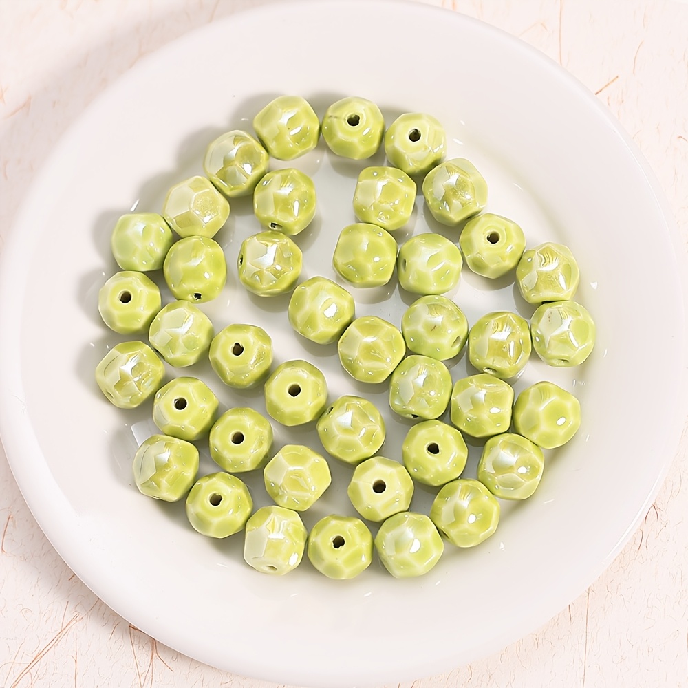 13pcs Ceramic Cut Face Round Beads for Handmade Jewellery Making